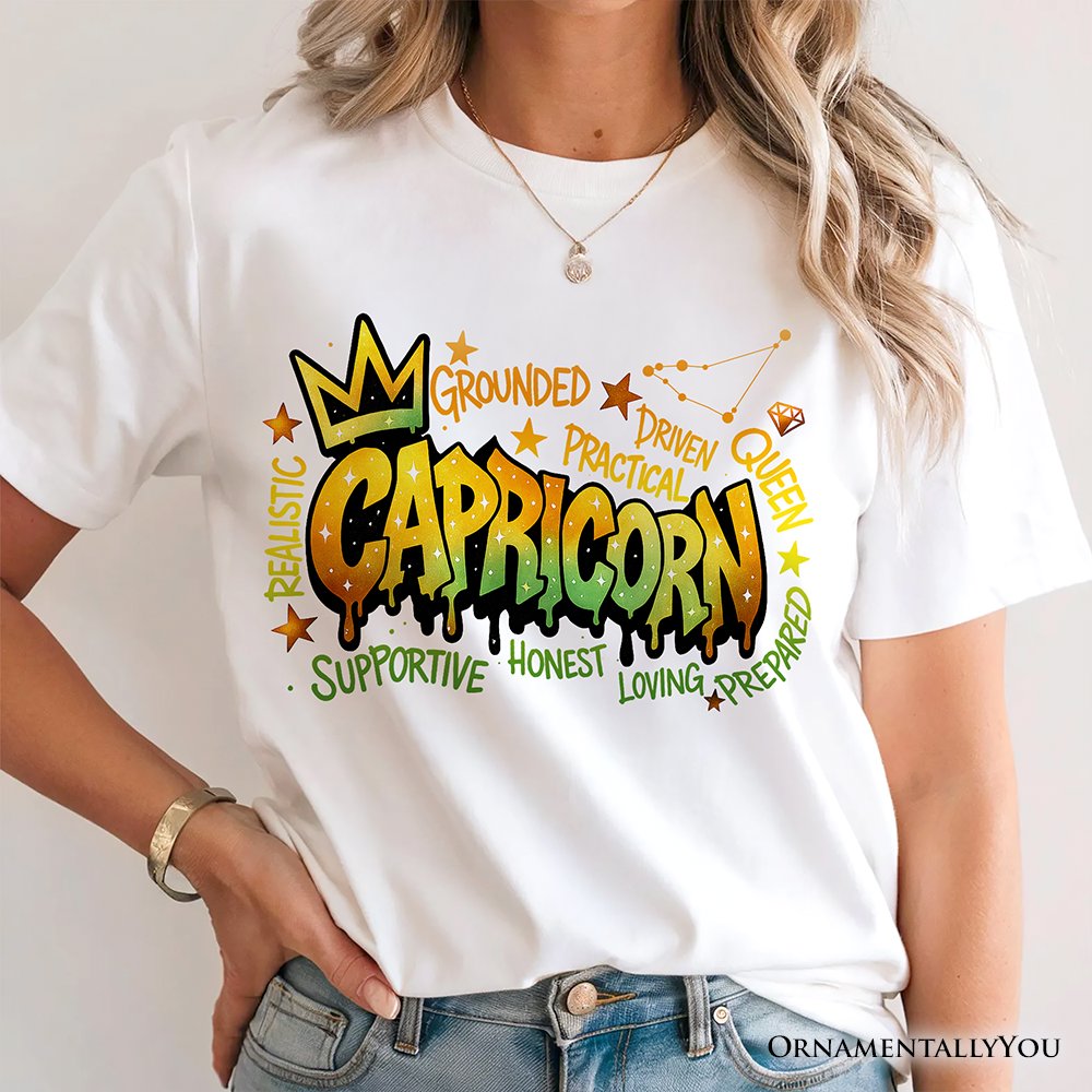 Capricorn Graffiti Zodiac T-Shirt, Street Style Astrology Horoscope Tee T-Shirts OrnamentallyYou 