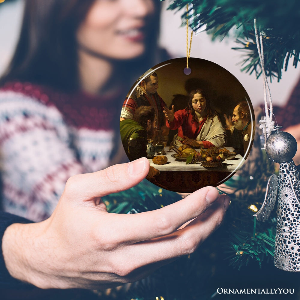 Caravaggio Supper at Emmaus Ornament, Famous Painting Christmas Decoration Souvenir Ceramic Ornament OrnamentallyYou 