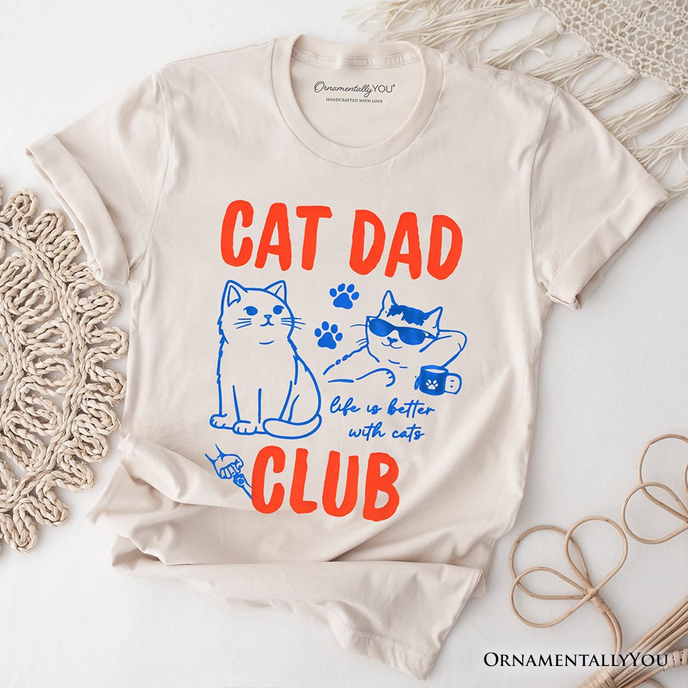 Cat Dad Club Retro T-Shirt, Funny Father's Day Tee T-Shirts OrnamentallyYou Natural XS 
