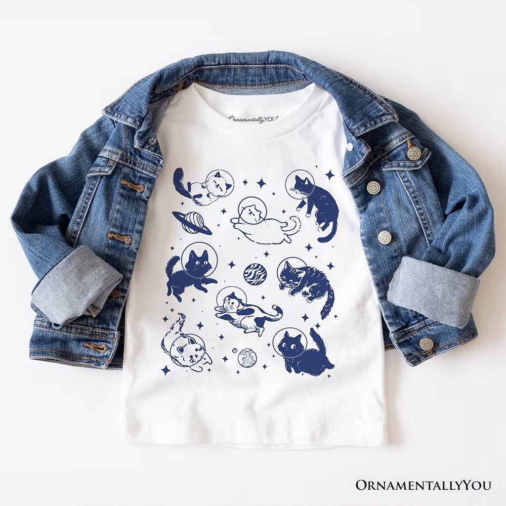 Cats in Space Retro T-Shirt, Funny Astronaut Kitty Tee with Cosmic Vibes T-Shirts OrnamentallyYou White XS 