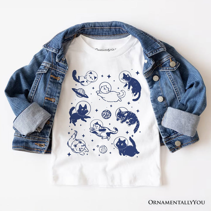 Cats in Space Retro T-Shirt, Funny Astronaut Kitty Tee with Cosmic Vibes T-Shirts OrnamentallyYou White XS 