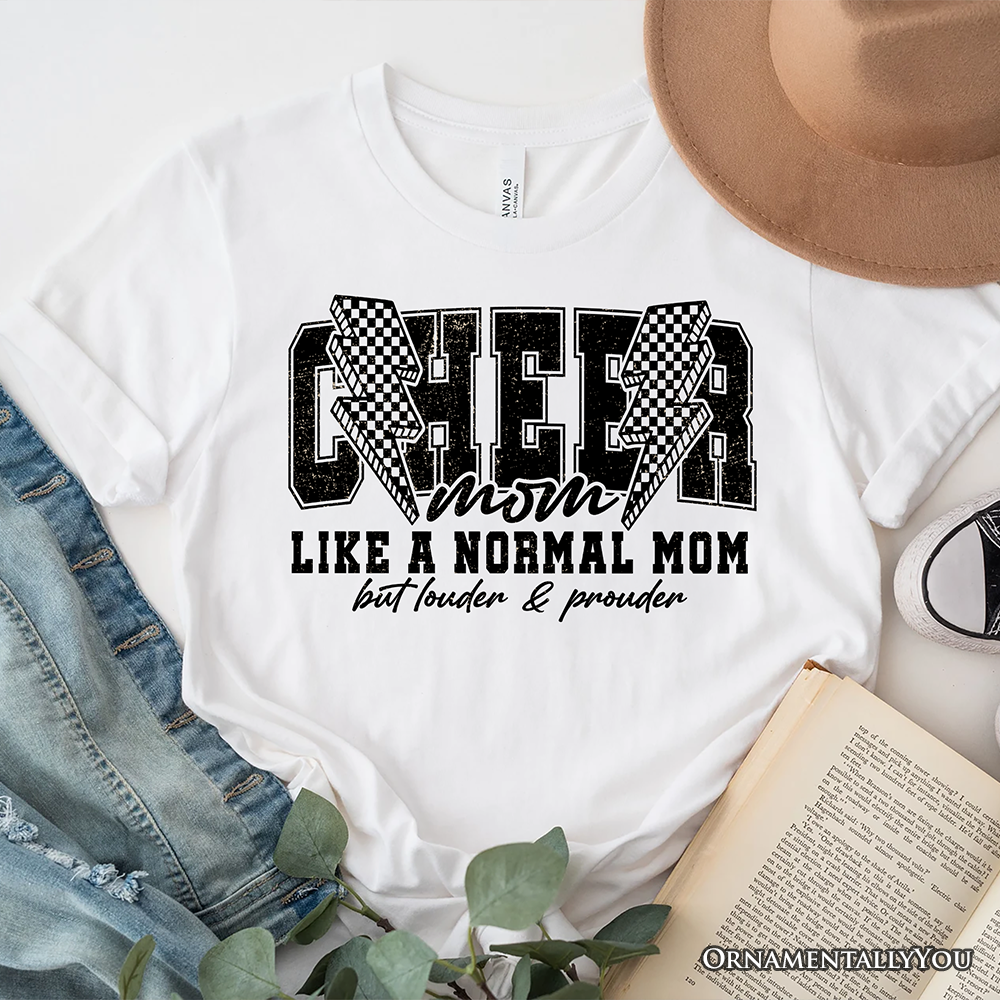 Cheer Mom Lightning T-Shirt, Cheerleader Retro White and Natural Tee for Proud Sports Mothers