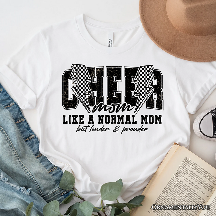 Cheer Mom Lightning T-Shirt, Cheerleader Retro White and Natural Tee for Proud Sports Mothers