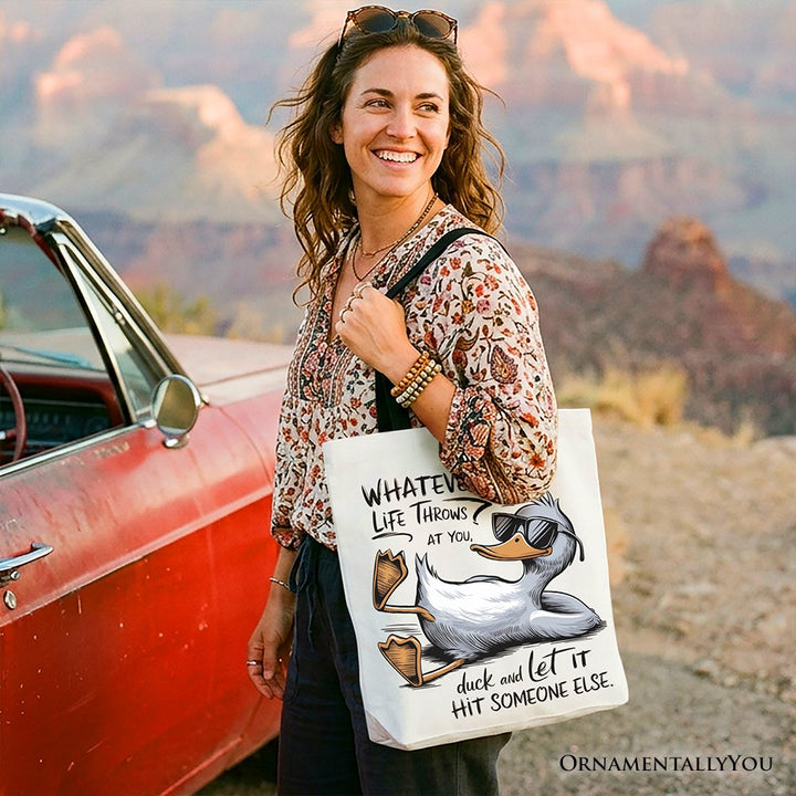 Chill Duck Life Quote Tote Bag, Sarcastic Gift Shopper for Cool People Tote Bag OrnamentallyYou 
