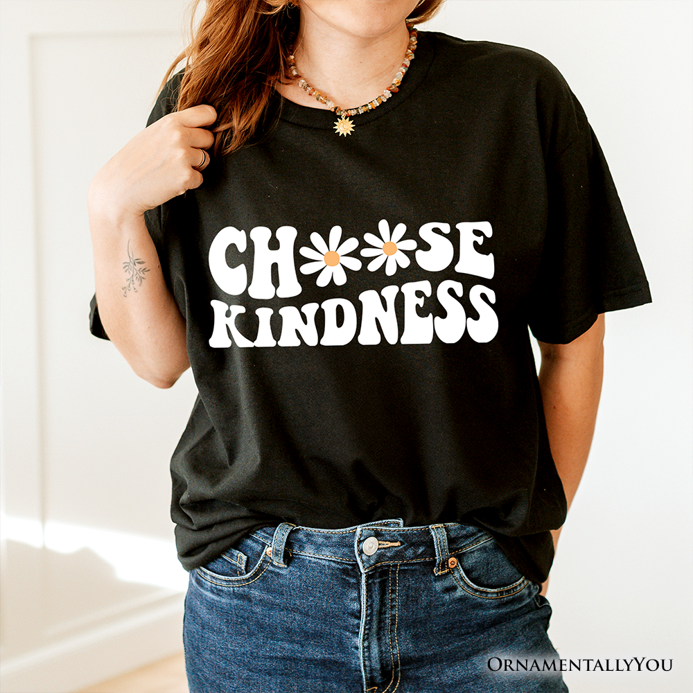 Choose Kindness Daisies T-Shirt, Retro Groovy Positive Quote Tee