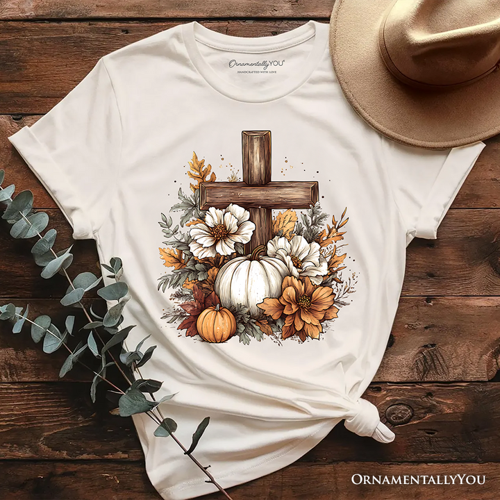 Christian Floral Pumpkin Cross T-Shirt, Boho Religious Fall Tee
