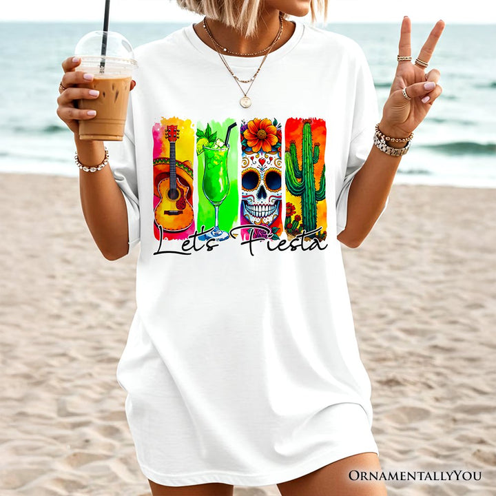Cinco De Mayo Brushstroke Mexican T-Shirt, Let’s Fiesta Guitar Margarita Skull Cactus Tee T-Shirts OrnamentallyYou 