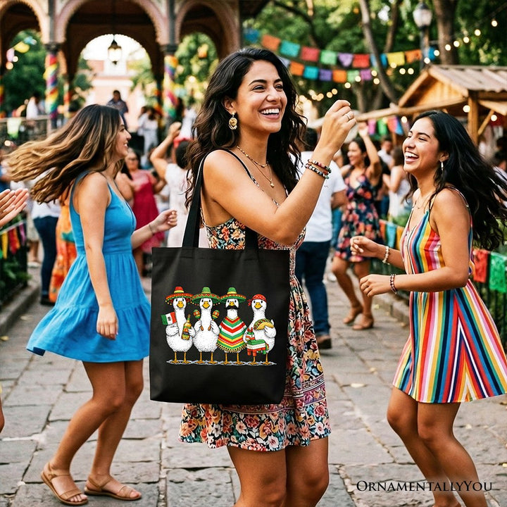 Cinco De Mayo Goose Mexican Tote Bag, Funny Fiesta Gift Shopper Tote Bag OrnamentallyYou 
