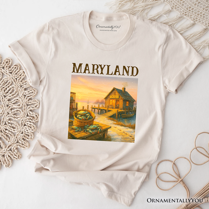 Coastal Maryland State Crabbing T-Shirt, Chesapeake Bay Fishing Heritage Tee and Travel Souvenir