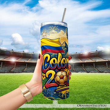 Colombia 2026 Soccer Cup Global Championship 20oz Tumbler With Lid and Stainless Steel Straw, Fans Football Gift Cup Tumbler OrnamentallyYou 