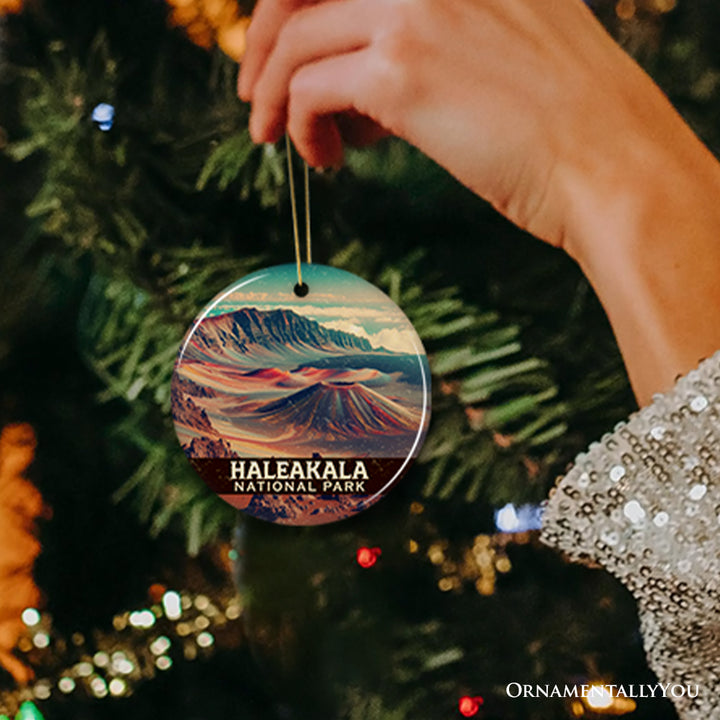 Colorful Haleakala National Park Ornament, Hawaii Volcanic Crater Landscape Christmas Gift and Island Adventure Keepsake