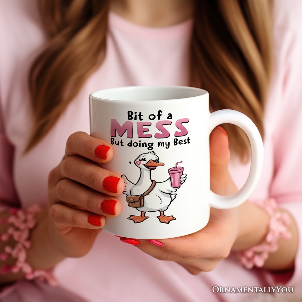 Coquette Pink Goose Personalized Mug, Sassy Gift With Custom Name Personalized Ceramic Mug OrnamentallyYou 