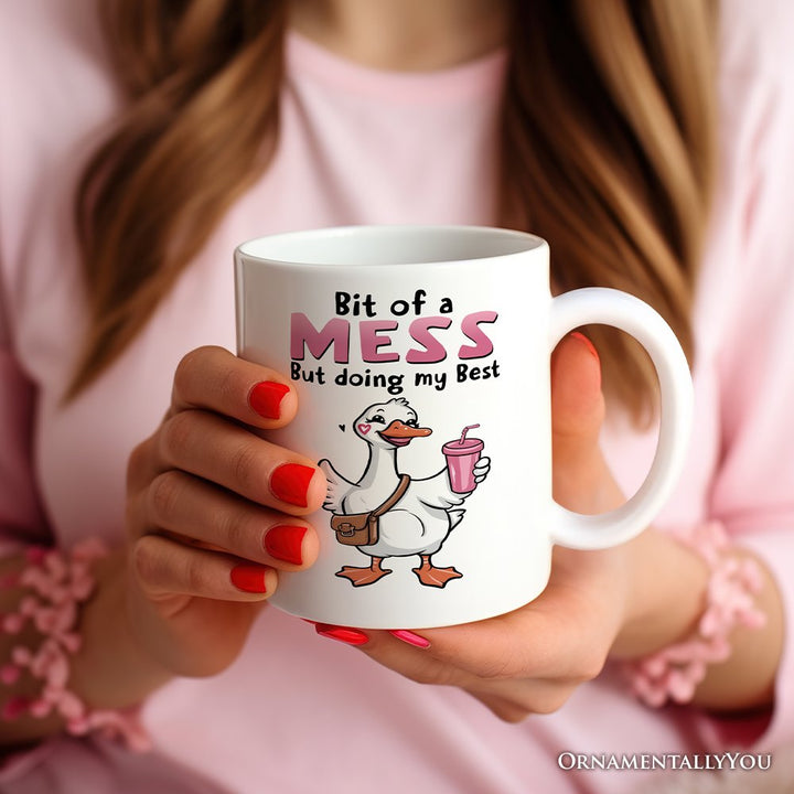 Coquette Pink Goose Personalized Mug, Sassy Gift With Custom Name Personalized Ceramic Mug OrnamentallyYou 