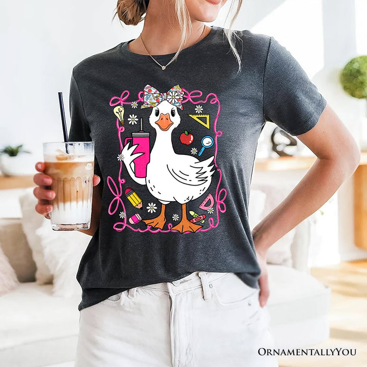 Coquette Teacher Goose T-Shirt, Funny Classroom Tee for Educators T-Shirts OrnamentallyYou 