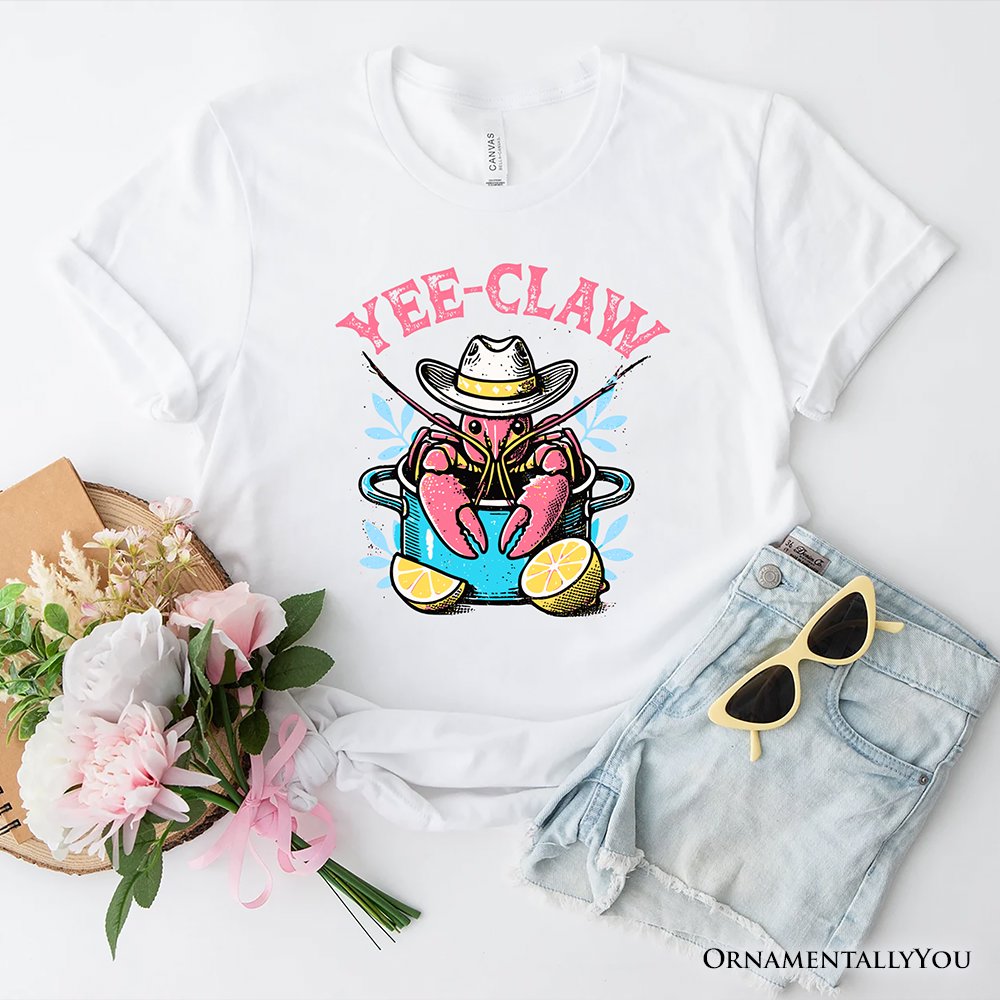 Crawfish Yee-Claw Western Cowboy T-Shirt, Summer Boil Season Tee for Fisherman T-Shirts OrnamentallyYou White XS 