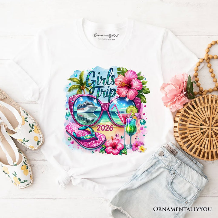Cruise Girls Trip 2026 T-Shirt, Vacation Tropical Tee T-Shirts OrnamentallyYou White XS 