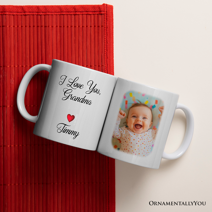 Custom Photo Mug For Grandmother Personalized Mug, I Love You Grandma Gift With Custom Name