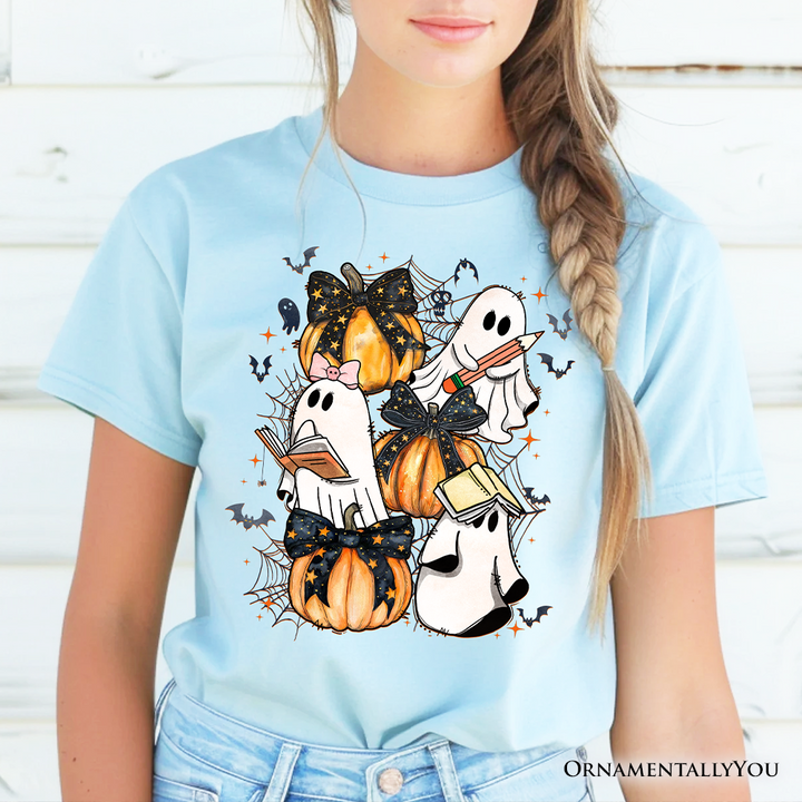 Cute Ghost Teacher Halloween T-Shirt, Retro Boo Spooky School Tee