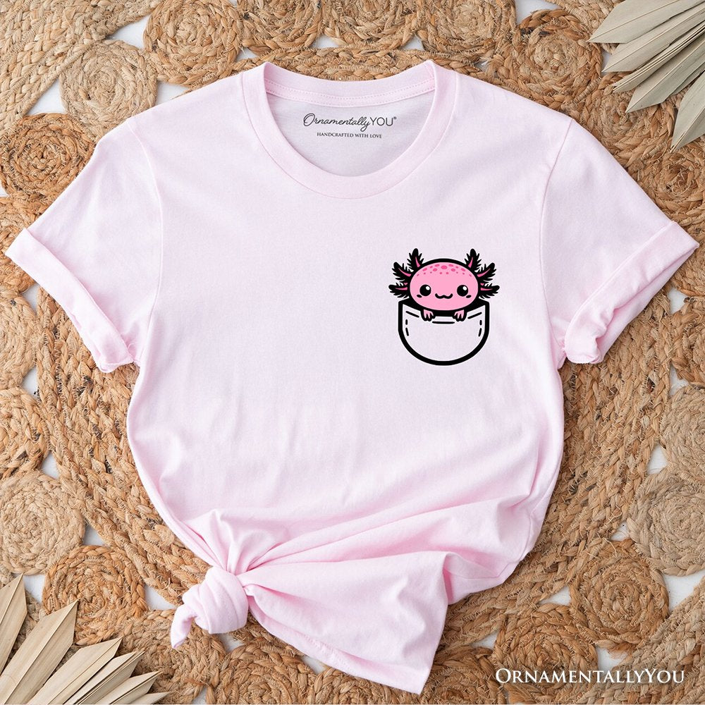 Cute Pocket Pink Axolotl T-Shirt, Salamander Animal Tee T-Shirts OrnamentallyYou Soft Pink XS 