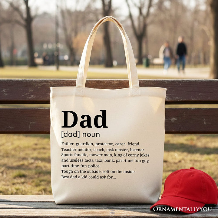 Dad Definition Canvas Tote Bag, Funny Fathers Day Gift Shopper Tote Bag OrnamentallyYou Beige 
