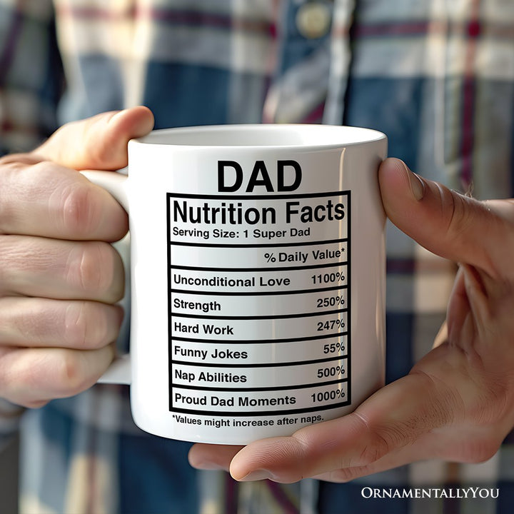 Dad Nutrition Facts Personalized Mug, Birthday Gift With Custom Names and Percentages Personalized Ceramic Mug OrnamentallyYou 