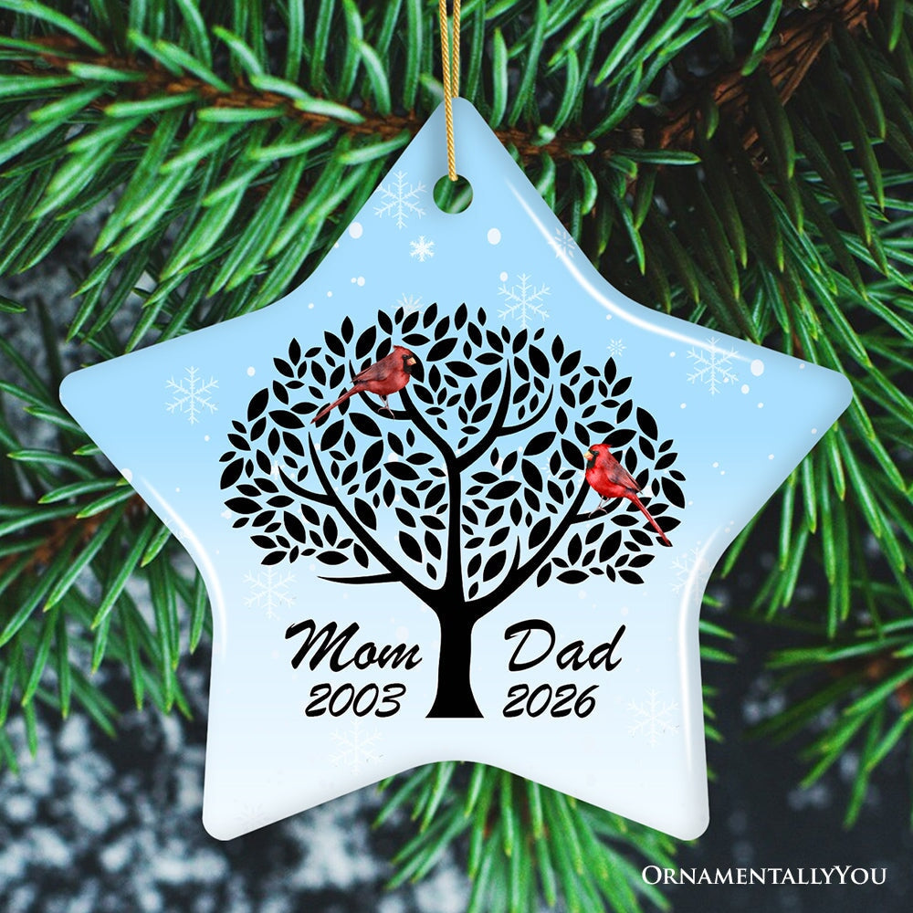 Dad and Mom Cardinals in The Tree Personalized Ornament Ceramic Ornament OrnamentallyYou Star 