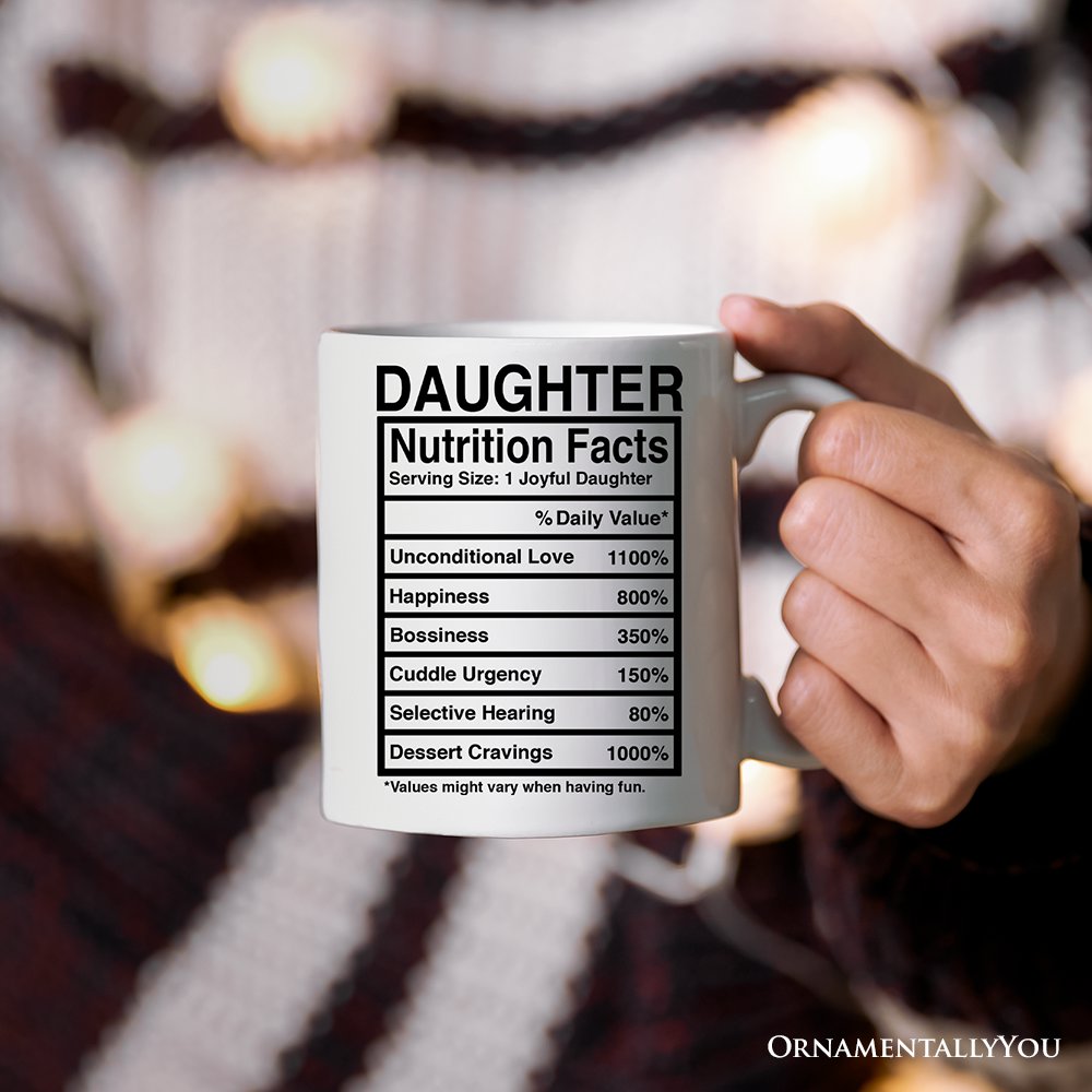 Daughter Nutrition Facts Personalized Mug, Birthday Gift With Custom Names and Percentages Personalized Ceramic Mug OrnamentallyYou 