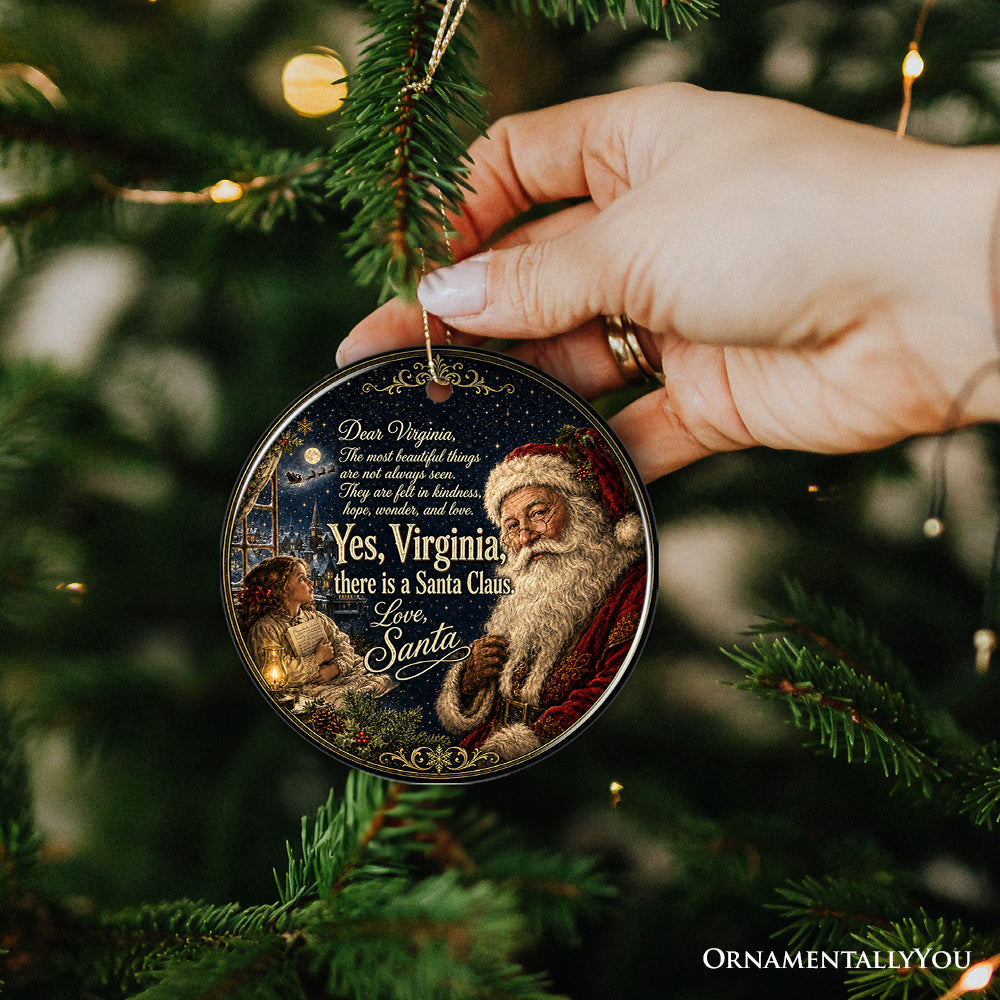 Dear Virginia Santa Letter Quote Ceramic Ornament, Sentimental Holiday Tradition Souvenir