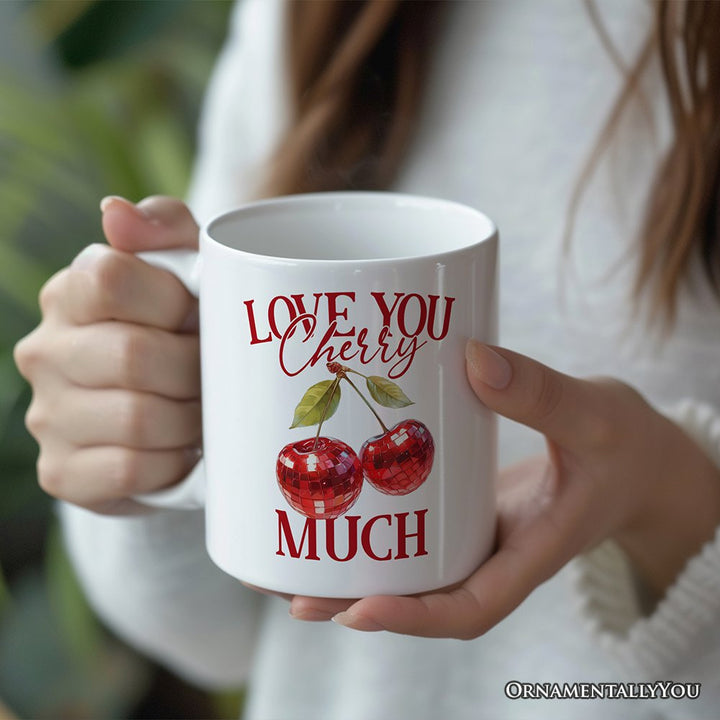 Disco Cherry Love You Cherry Much Personalized Mug, Aesthetic Gift With Custom Name Personalized Ceramic Mug OrnamentallyYou 