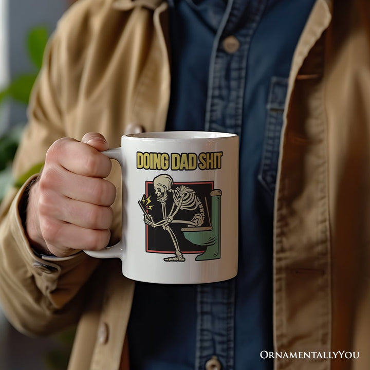Doing Dad Stuff Personalized Mug, Funny Toilet Skeleton Gift For Dad With Custom Name Personalized Ceramic Mug OrnamentallyYou 