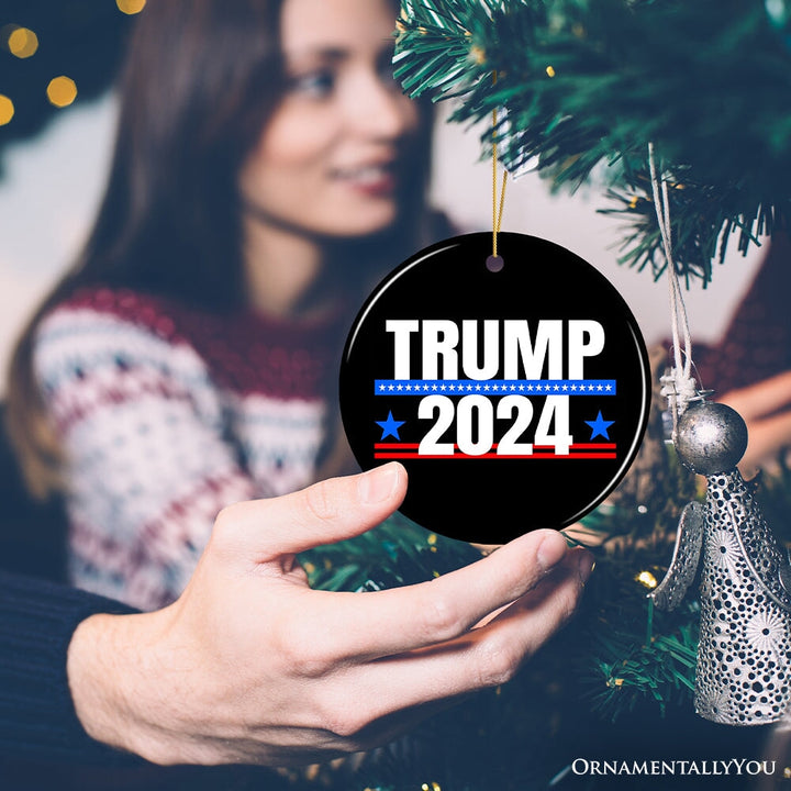 Donald Trump 2024 Election Support Ceramic Ornament, American Pride Gift OrnamentallyYou 