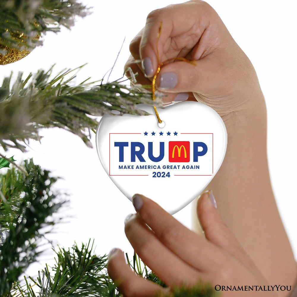 Donald Trump MAGA Golden Arches Ornament, 2024 Election Keepsake Gift Ceramic Ornament OrnamentallyYou 