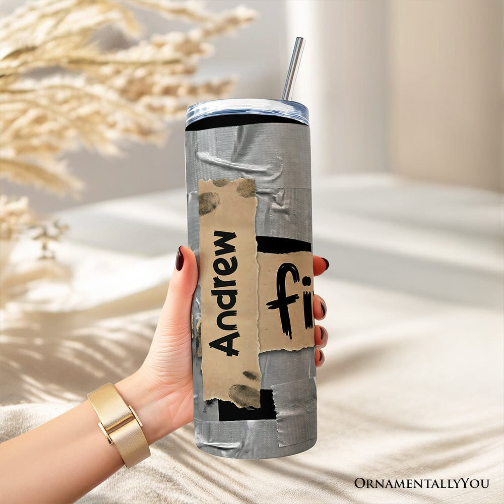Duct Tape Fixed It 20oz Personalized Tumbler With Lid and Stainless Steel Straw, Funny Handyman Gift Cup Tumbler OrnamentallyYou 