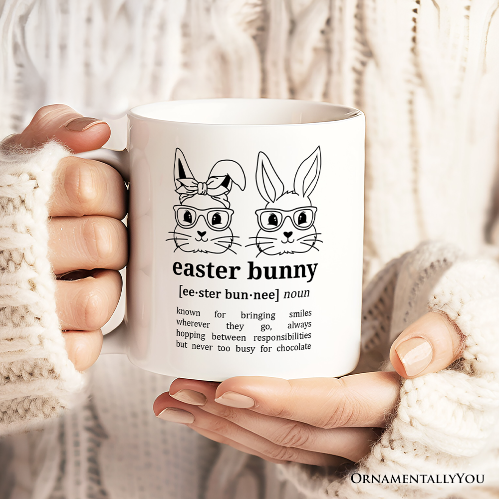 Easter Bunny Definition Personalized Mug, Funny Spring Gift With Custom Name