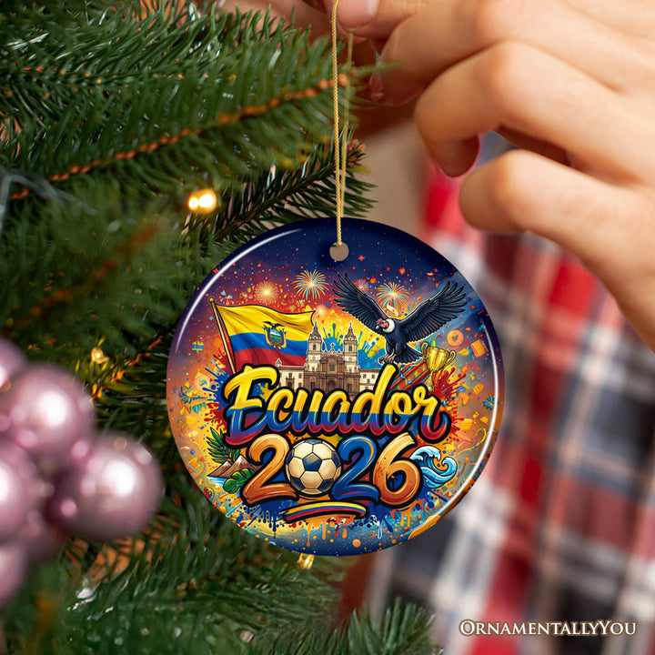Ecuador 2026 Soccer Cup Global Championship Ornament, Fans Football Gift and Tree Decor