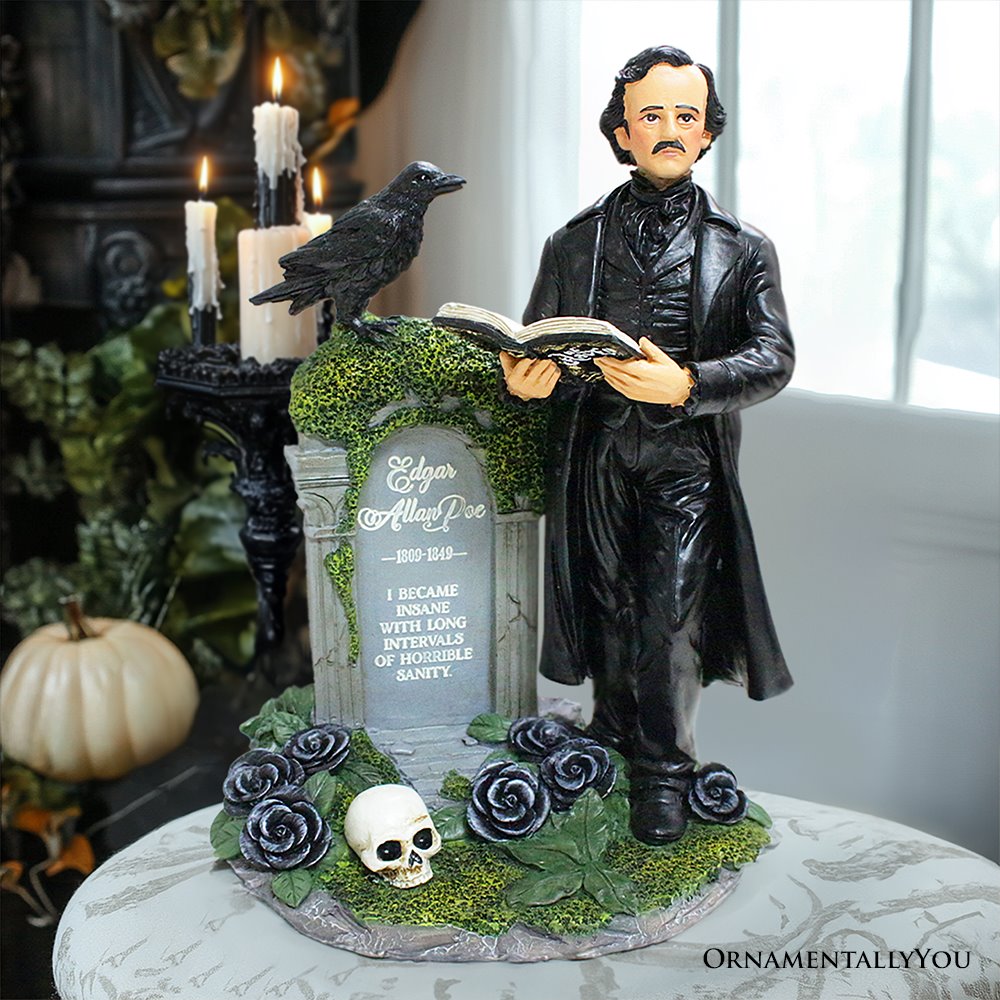 (Pre-Order) Edgar Allan Poe Handpainted 9" Figurine, Horror Home Statue Decoration Resin Statues OrnamentallyYou 