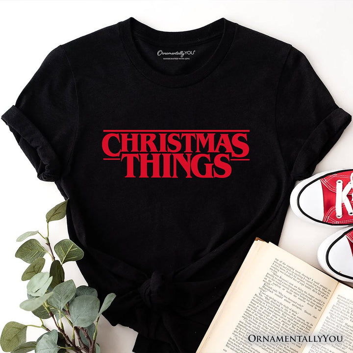 Eerie Christmas Things Vintage T-Shirt, Handcrafted Retro Horror Gift T-Shirts OrnamentallyYou 