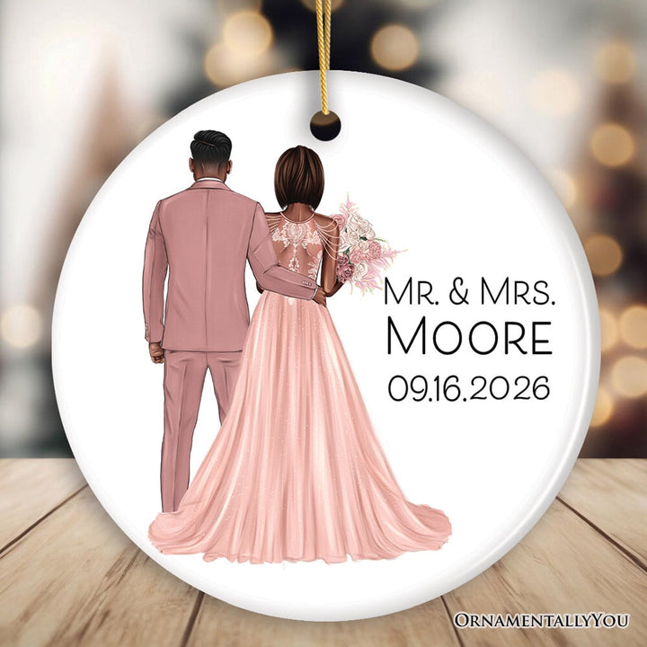 Elegant Wedding Bride and Groom Personalized Ornament, Marriage Ceremony Customized Gift Ceramic Ornament OrnamentallyYou 