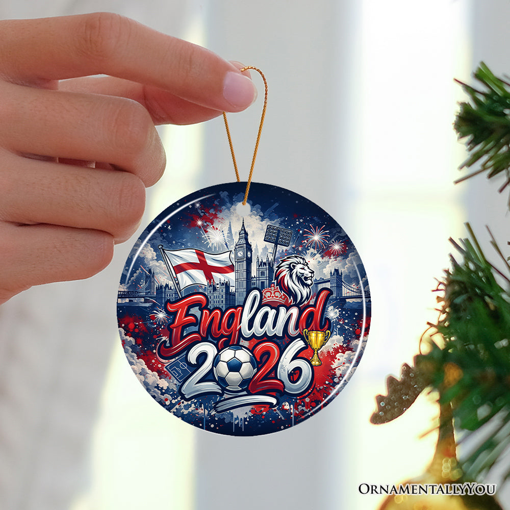 England 2026 Soccer Cup Global Championship Ornament, Fans Football Gift and Tree Decor