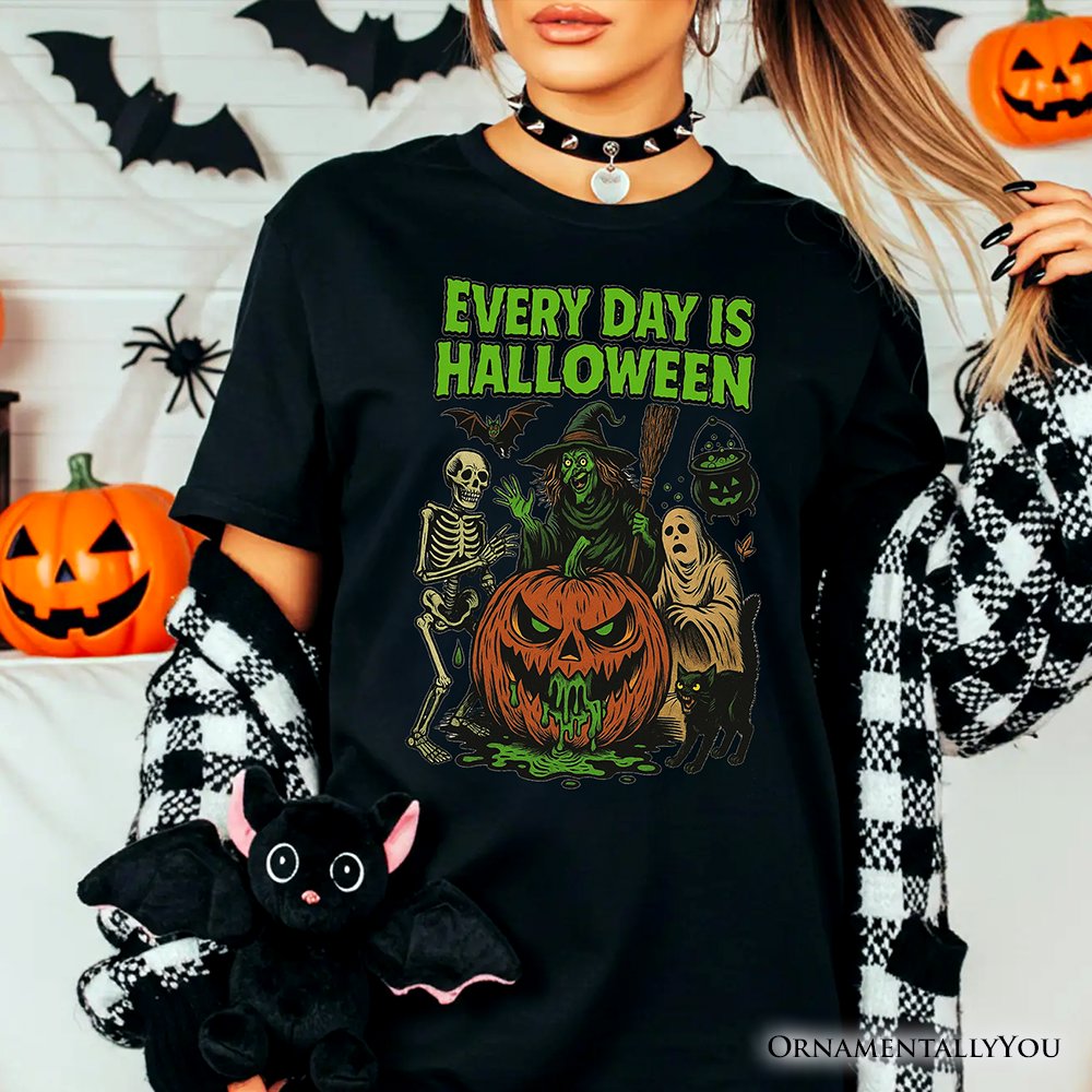 Every Day Is Halloween T-Shirt, Vintage Pumpkin Witch Spooky Tee for Eternal Spook Enthusiasts T-Shirts OrnamentallyYou 