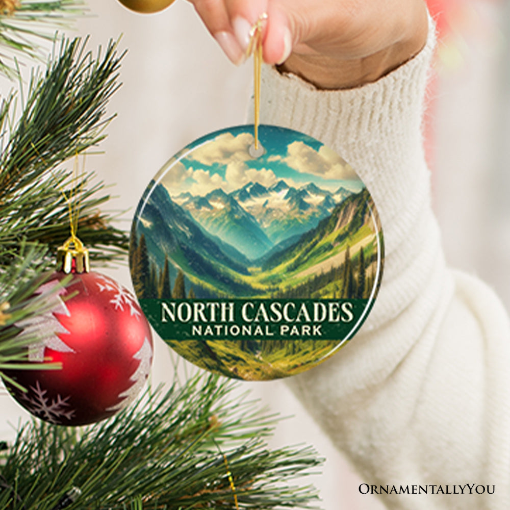 Expansive North Cascades National Park Ornament, Washington Alpine Valley Panorama Christmas Gift and Mountain Wilderness Keepsake