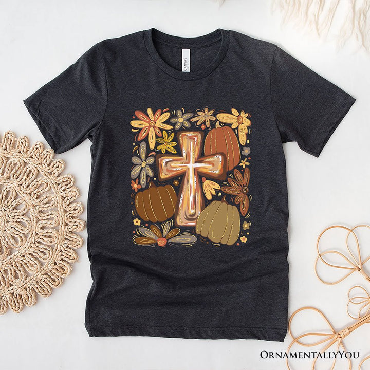 Fall Blessings T-Shirt, Autumn Christian Faith Tee T-Shirts OrnamentallyYou Gray XS 