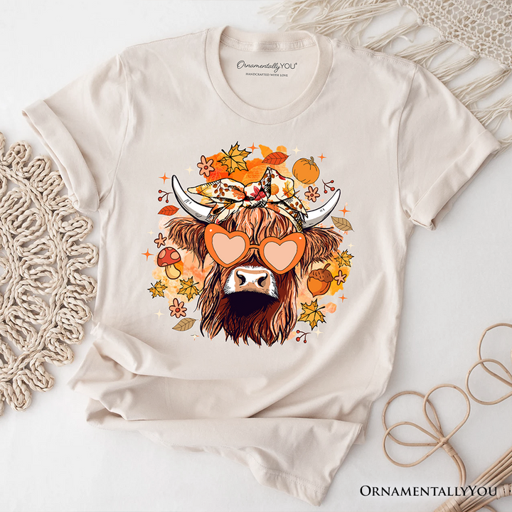 Fall Highland Cow T-Shirt, Messy Bun Howdy Tee with Autumn Vibes