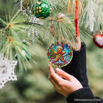 Festive Candyland Gingerbread Man Ornament, Sweet Christmas Gift Ceramic Ornament OrnamentallyYou 