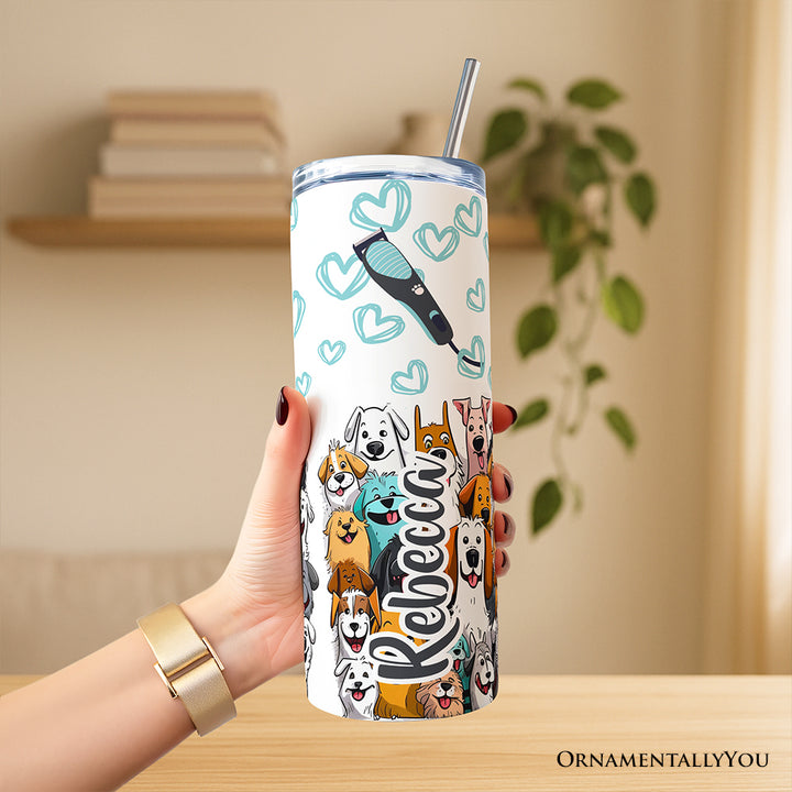 Fluffin' Fabulous Dogs 20oz Personalized Tumbler With Lid and Stainless Steel Straw, Funny Pet Groomer Gift Cup