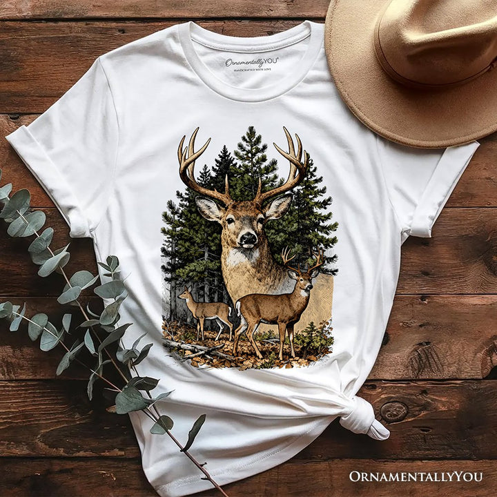 Forest Deers Vintage Grunge T-Shirt, Retro Hunter Tee T-Shirts OrnamentallyYou White XS 