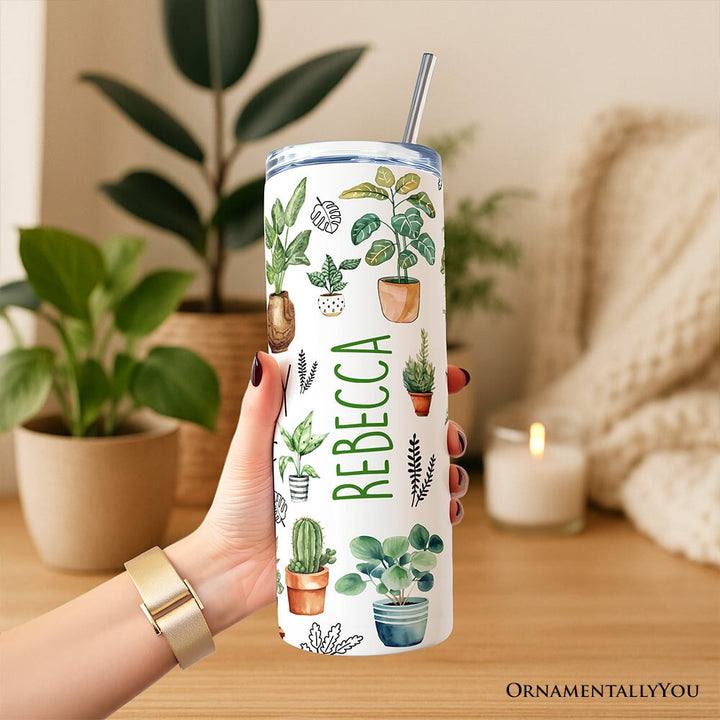 Funny Botanical Life 20oz Personalized Tumbler With Lid and Stainless Steel Straw, Easily Distracted By Plants Gift Cup Tumbler OrnamentallyYou 