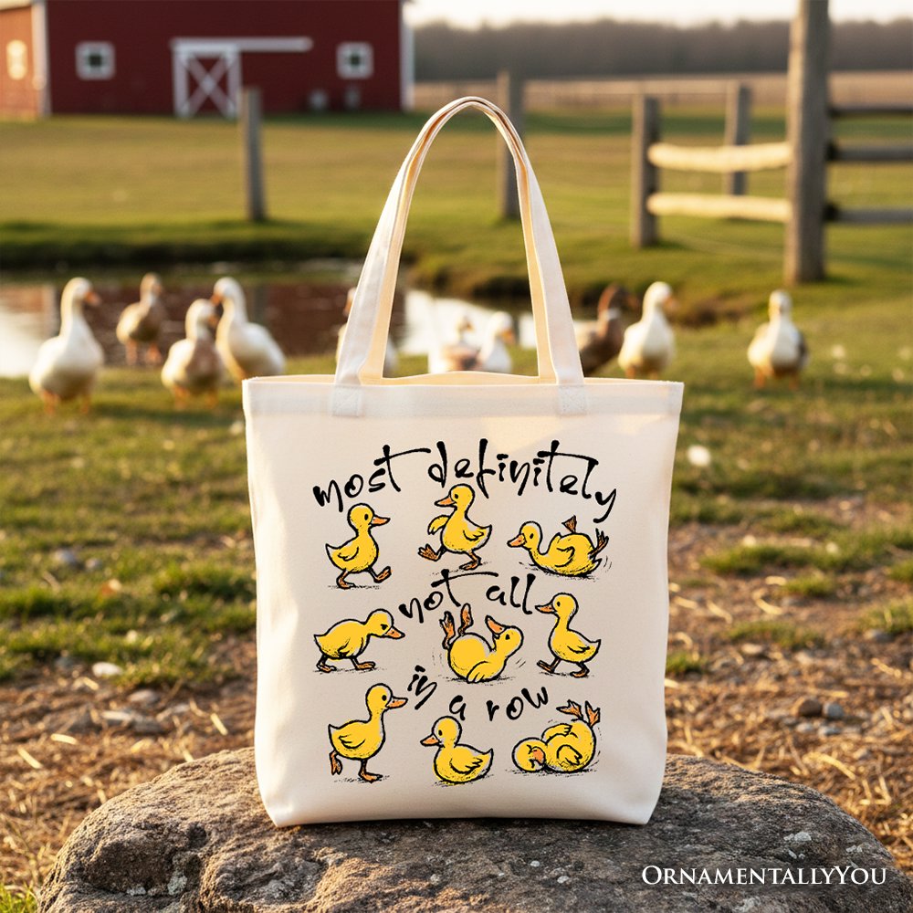Funny Ducks Not All in a Row Sarcastic Canvas Tote Bag, Mental Health Motivational Gift Shopper Tote Bag OrnamentallyYou Beige 