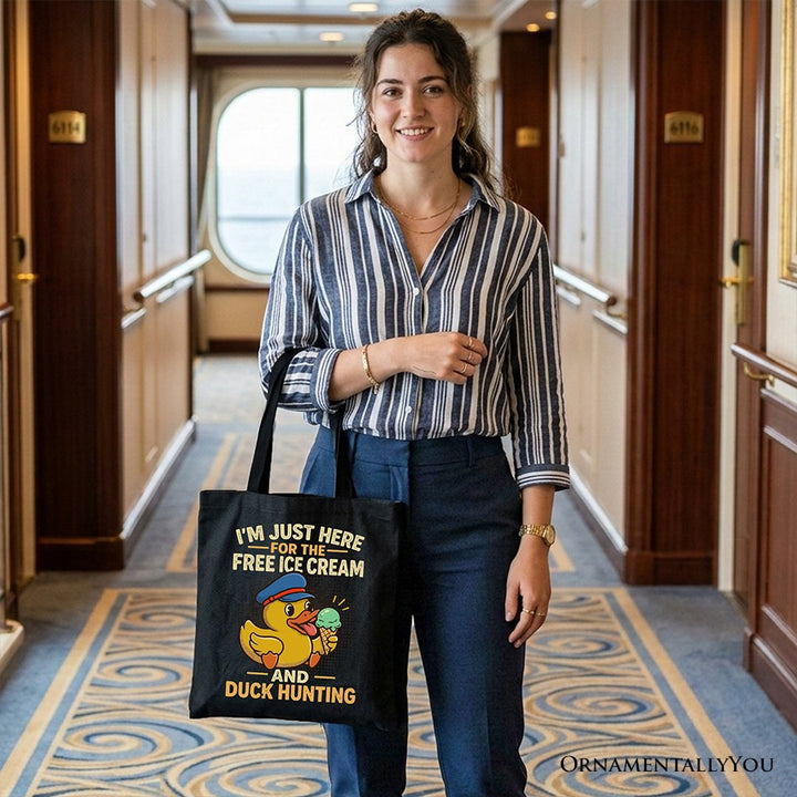 Funny Resin Duck Cruise Tote Bag, Ice Cream And Duck Hunter Vacation Gift Shopper Tote Bag OrnamentallyYou 