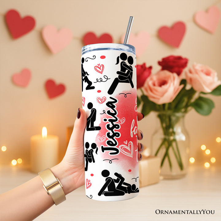 Funny Valentine Couples 20oz Personalized Tumbler With Lid and Stainless Steel Straw, You're My Favorite Thing To Do Gift Cup
